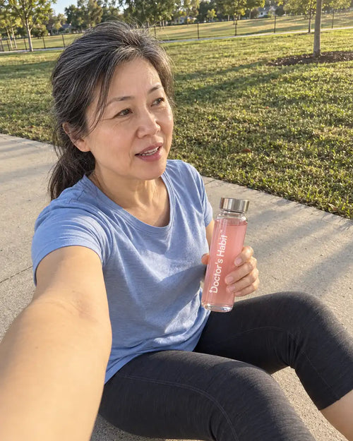 Walking outdoors on a bright morning