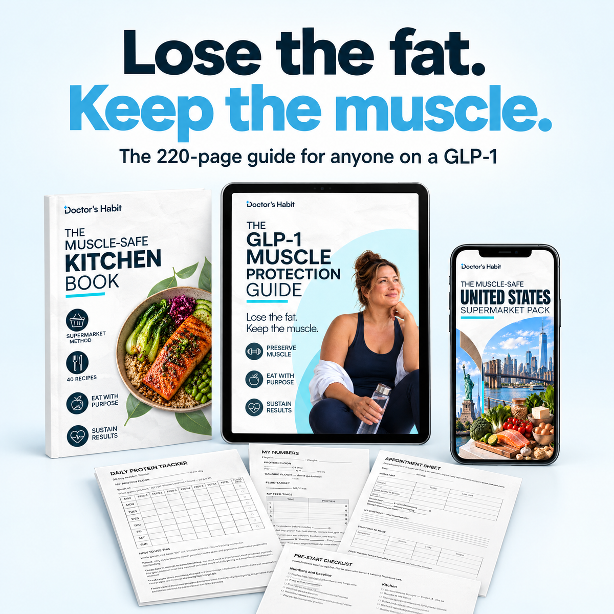 Lose the fat. Keep the muscle. The GLP-1 Muscle Protection Guide bundle