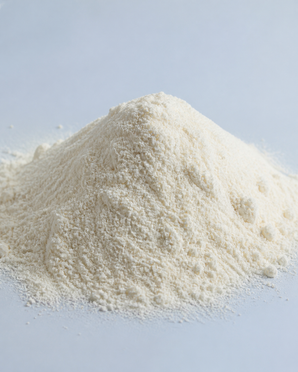 A sculptural mound of fine collagen peptide powder