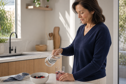 A morning routine at the kitchen bench
